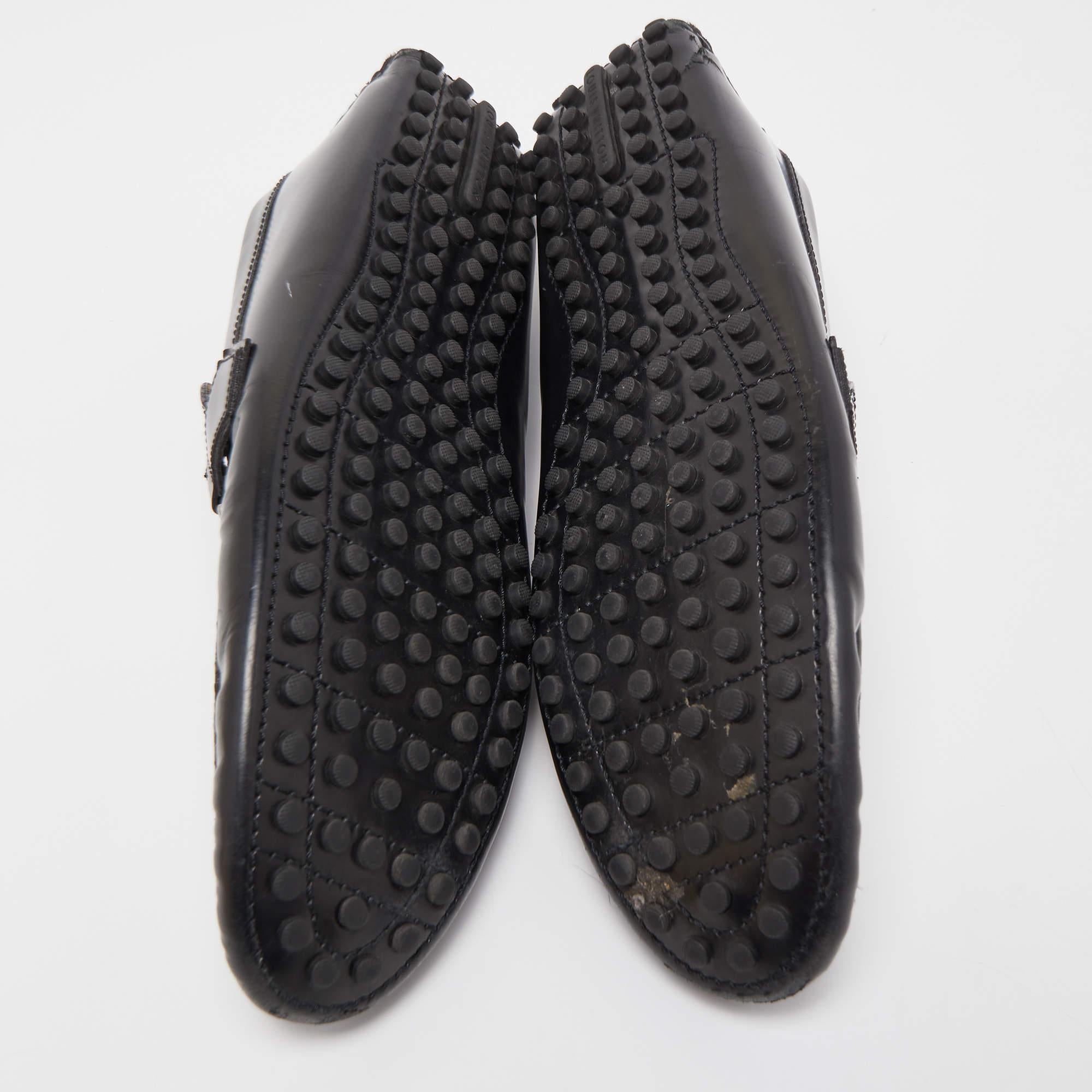 Louis Vuitton Black Leather Hockenheim Loafers Size 44 1