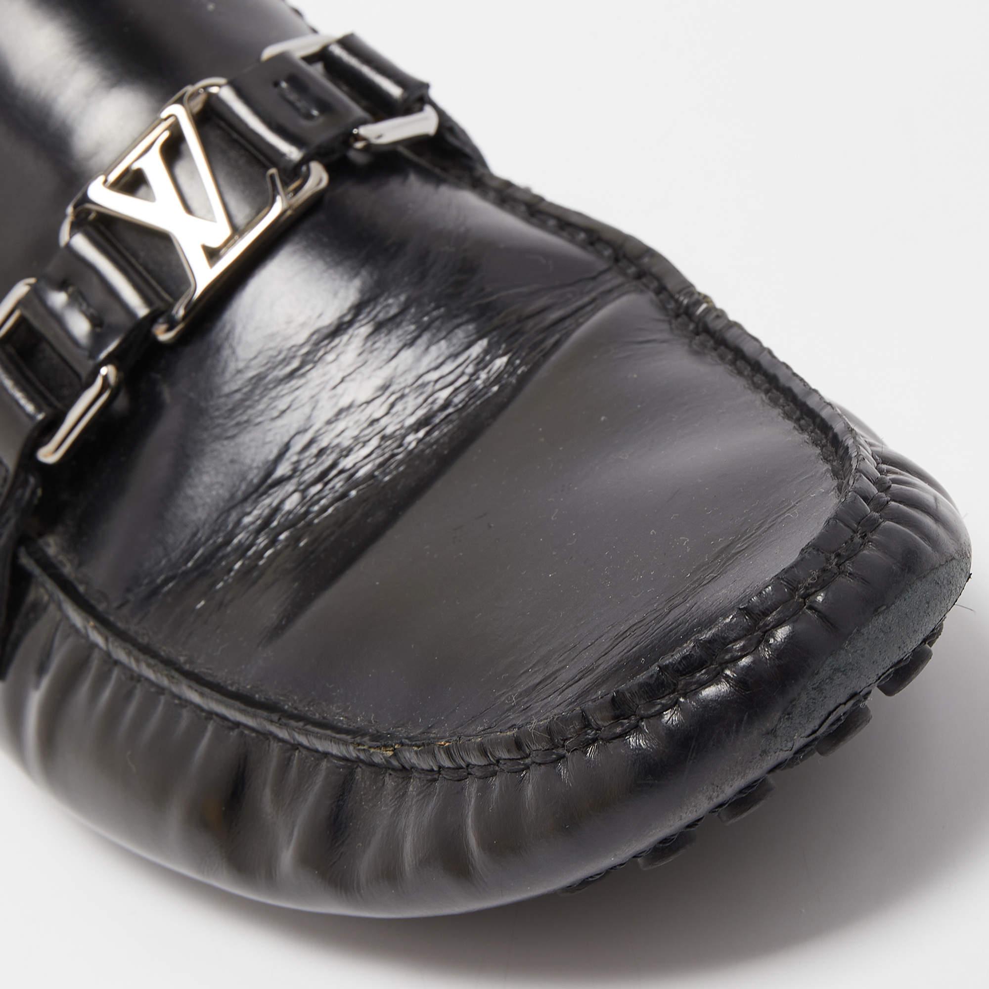 Louis Vuitton Black Leather Hockenheim Loafers Size 44 2