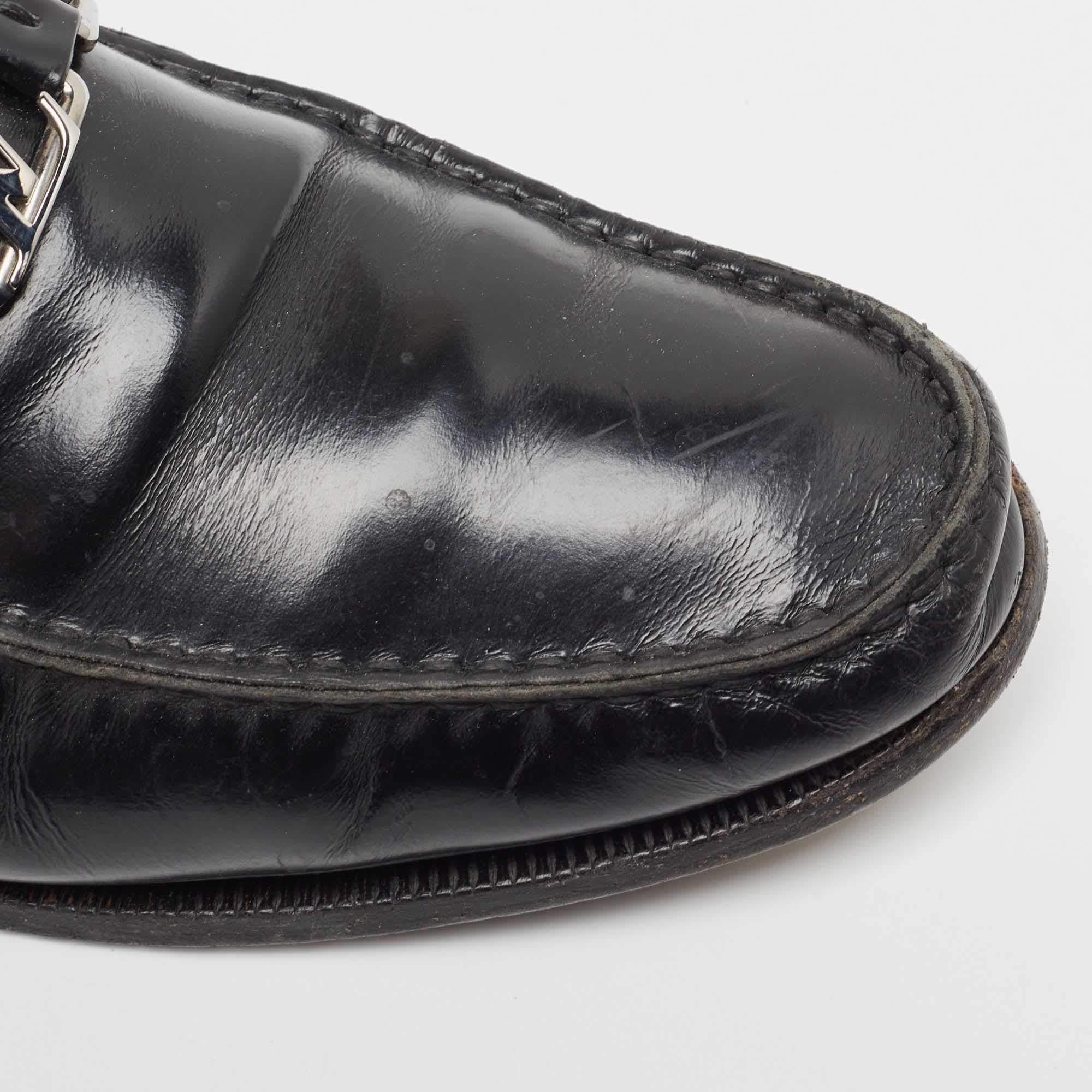 Louis Vuitton Black Leather Hockenheim Loafers Size 44 For Sale 2