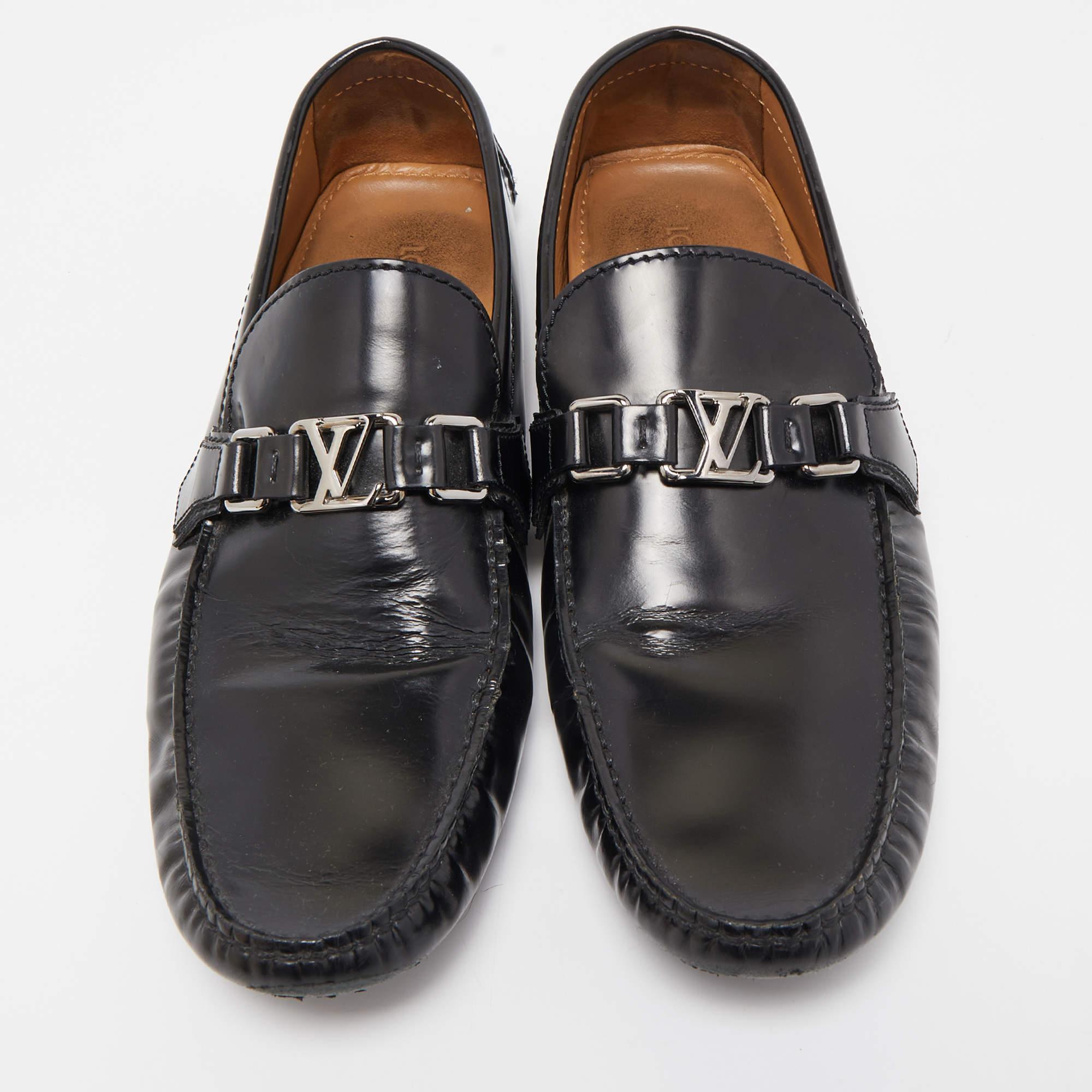 Louis Vuitton Black Leather Hockenheim Loafers Size 44 3