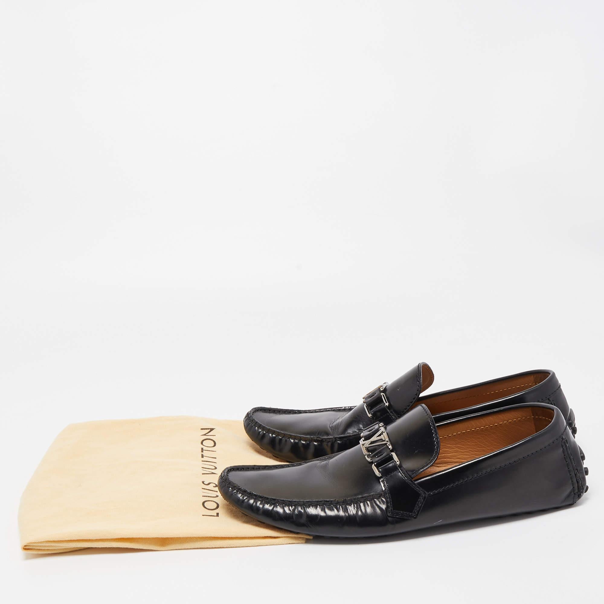 Louis Vuitton Black Leather Hockenheim Loafers Size 44 5