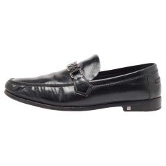 Used Louis Vuitton Black Leather Hockenheim Loafers Size 44