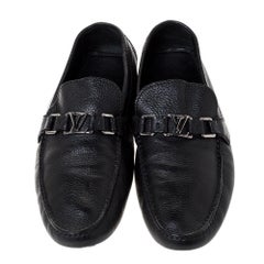 Louis Vuitton Black Leather Hockenheim Loafers Size 44.5