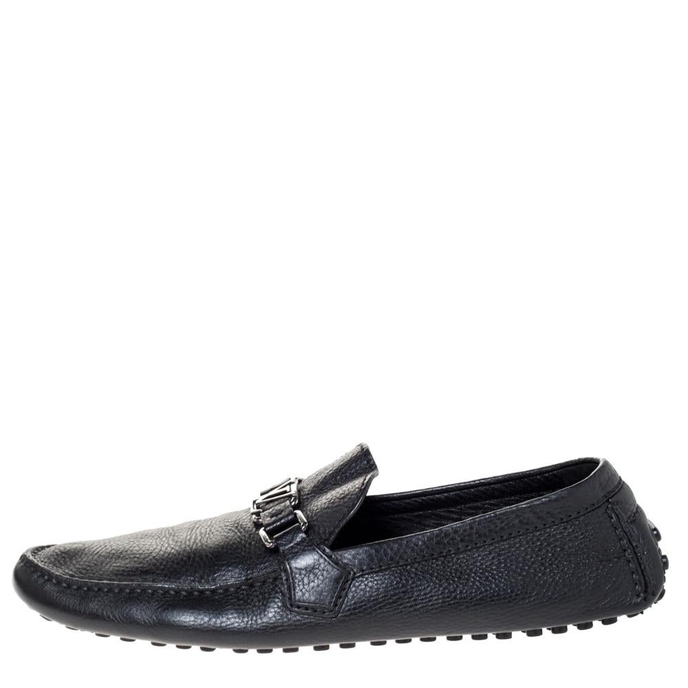 Louis Vuitton Black Leather Hockenheim Loafers Size 44.5 1