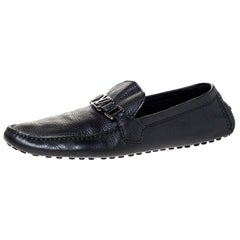 Louis Vuitton Black Leather Hockenheim Loafers Size 44.5