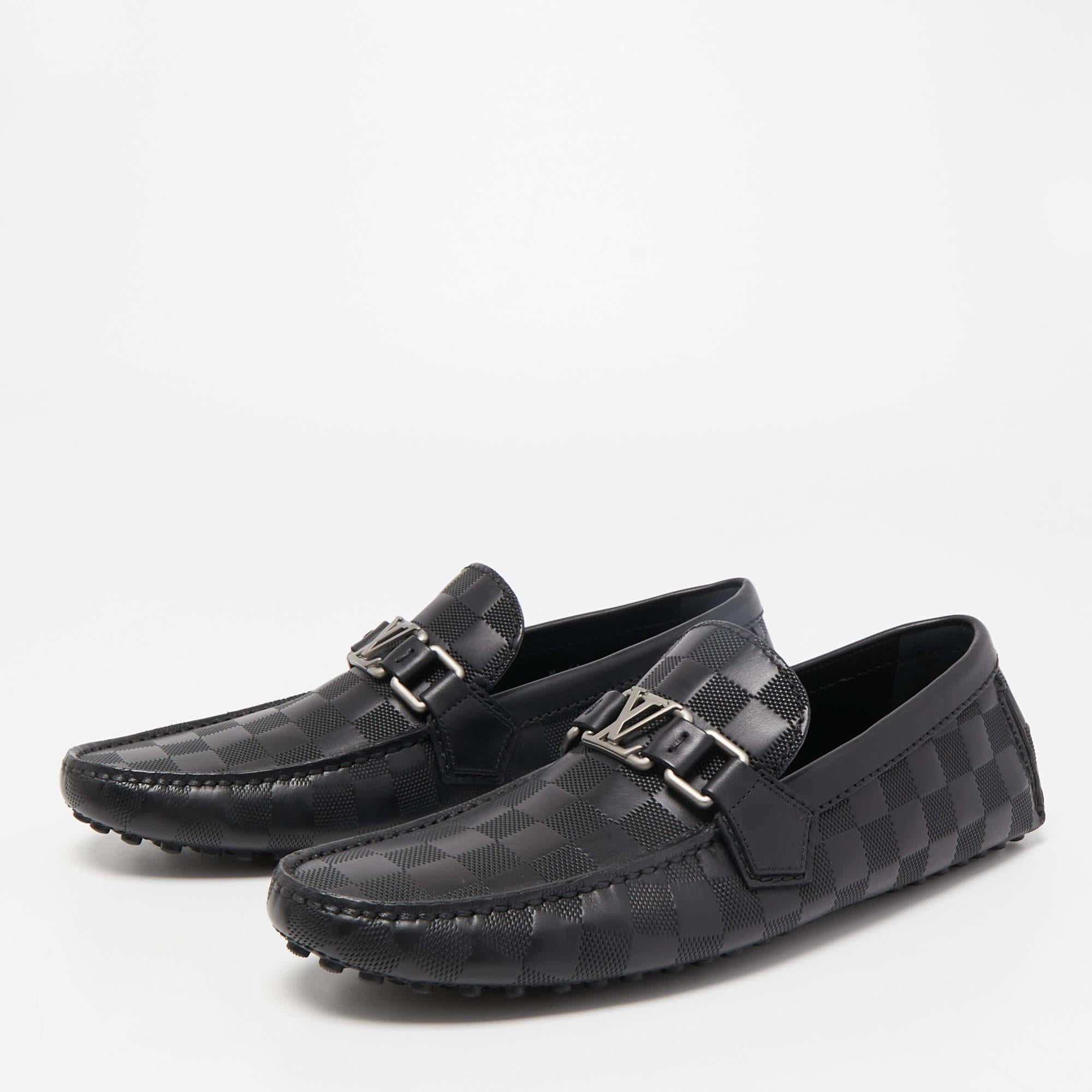 Men's Louis Vuitton Black Leather Hockenheim Slip On Loafers Size 40.5