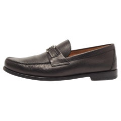 Louis Vuitton Black Leather Hockenheim Slip On Loafers Size 42.5
