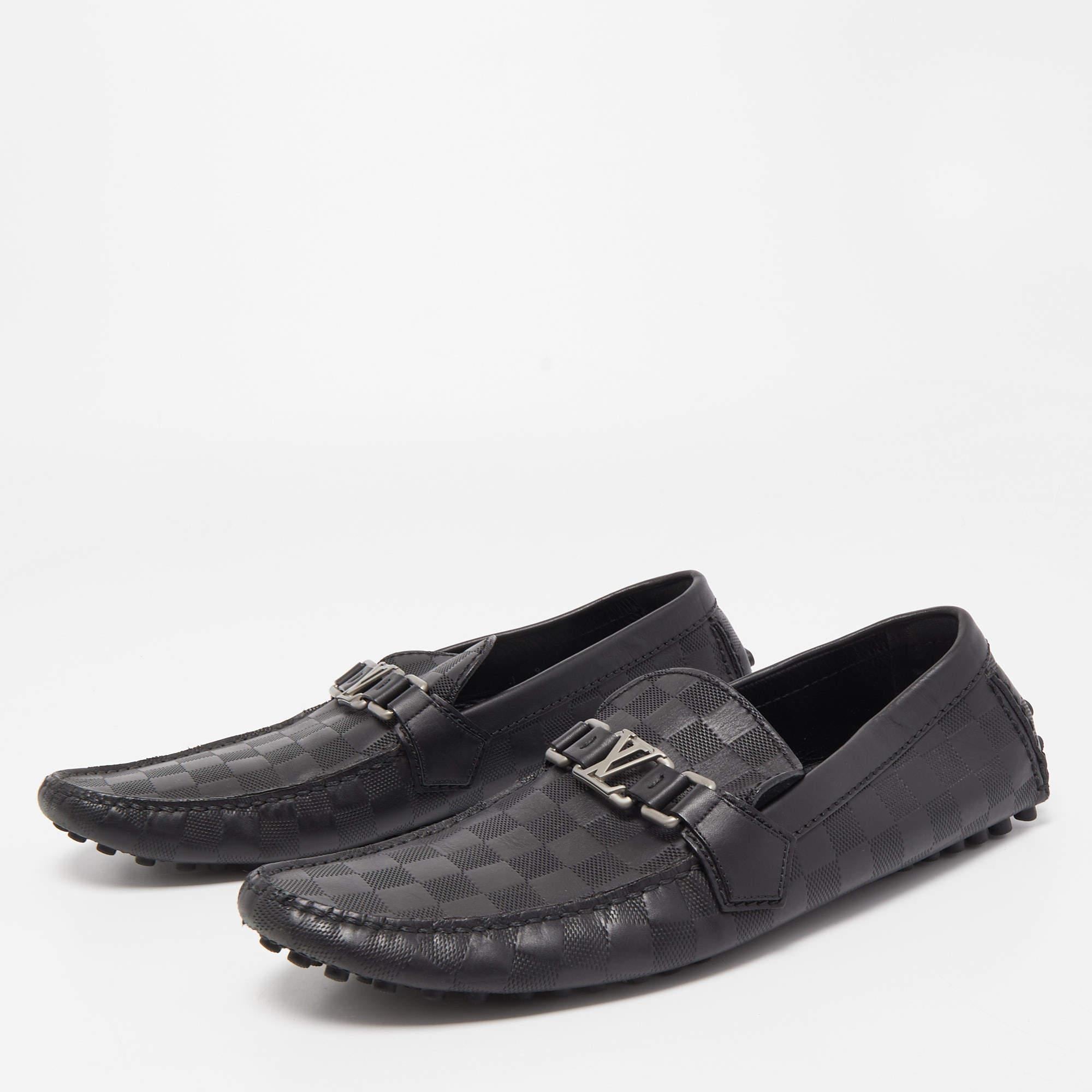 Men's Louis Vuitton Black Leather Hockenheim Slip On Loafers Size 43