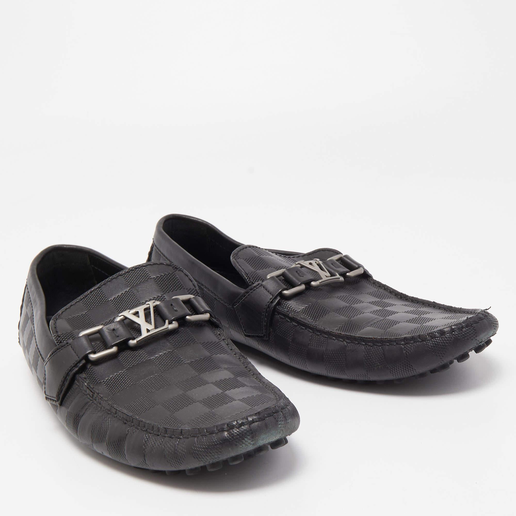 Louis Vuitton Black Leather Hockenheim Slip On Loafers Size 43 1
