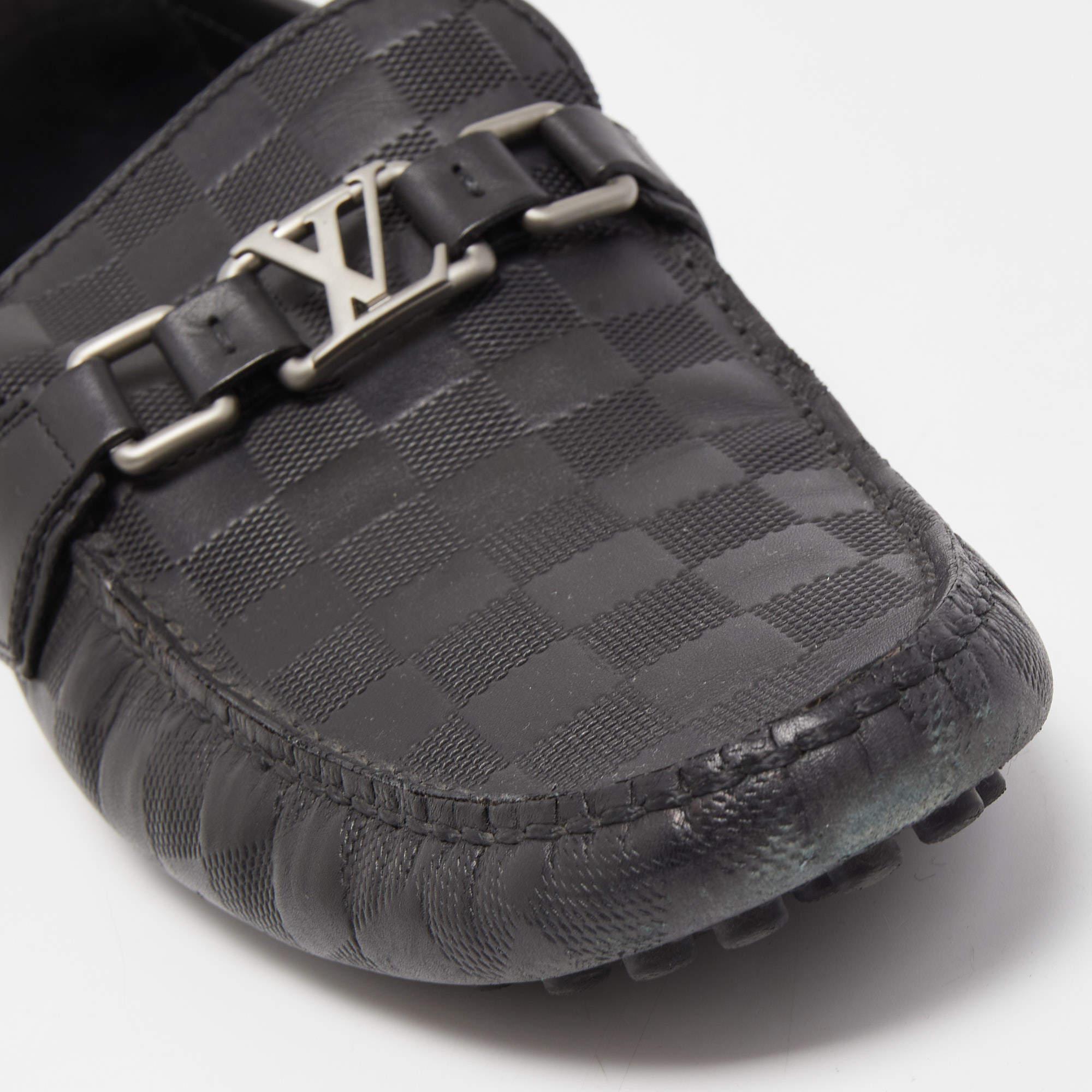 Louis Vuitton Black Leather Hockenheim Slip On Loafers Size 43 3