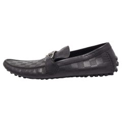 Louis Vuitton Black Leather Hockenheim Slip On Loafers Size 43