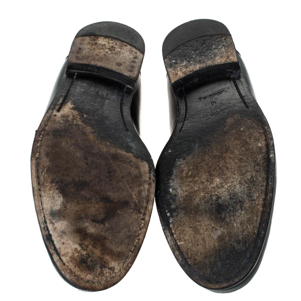 Louis Vuitton Black Leather Hockenheim Slip On Loafers Size 44 1