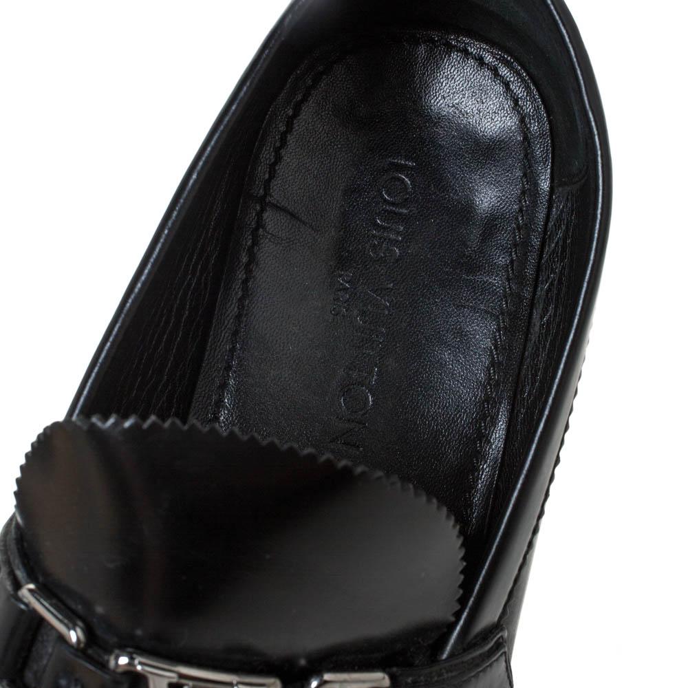 Louis Vuitton Black Leather Hockenheim Slip On Loafers Size 44 3