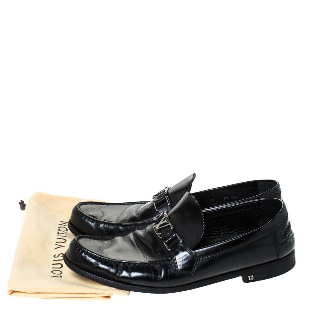 Louis Vuitton Black Leather Hockenheim Slip On Loafers Size 44 4