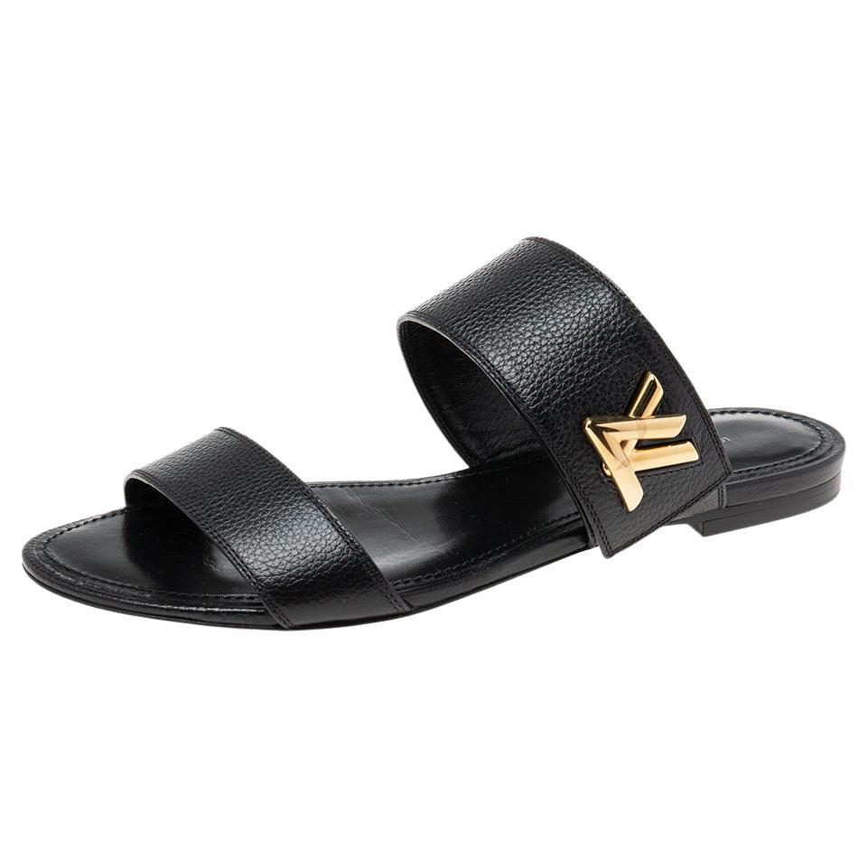 Louis Vuitton Monogram Sunbath Flat Mule Sandals 39 Black