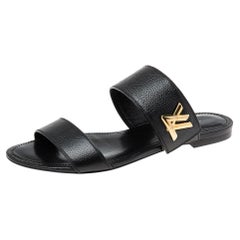 Louis Vuitton Black Leather Dice Slingback Sandals Size 40 For Sale at  1stDibs