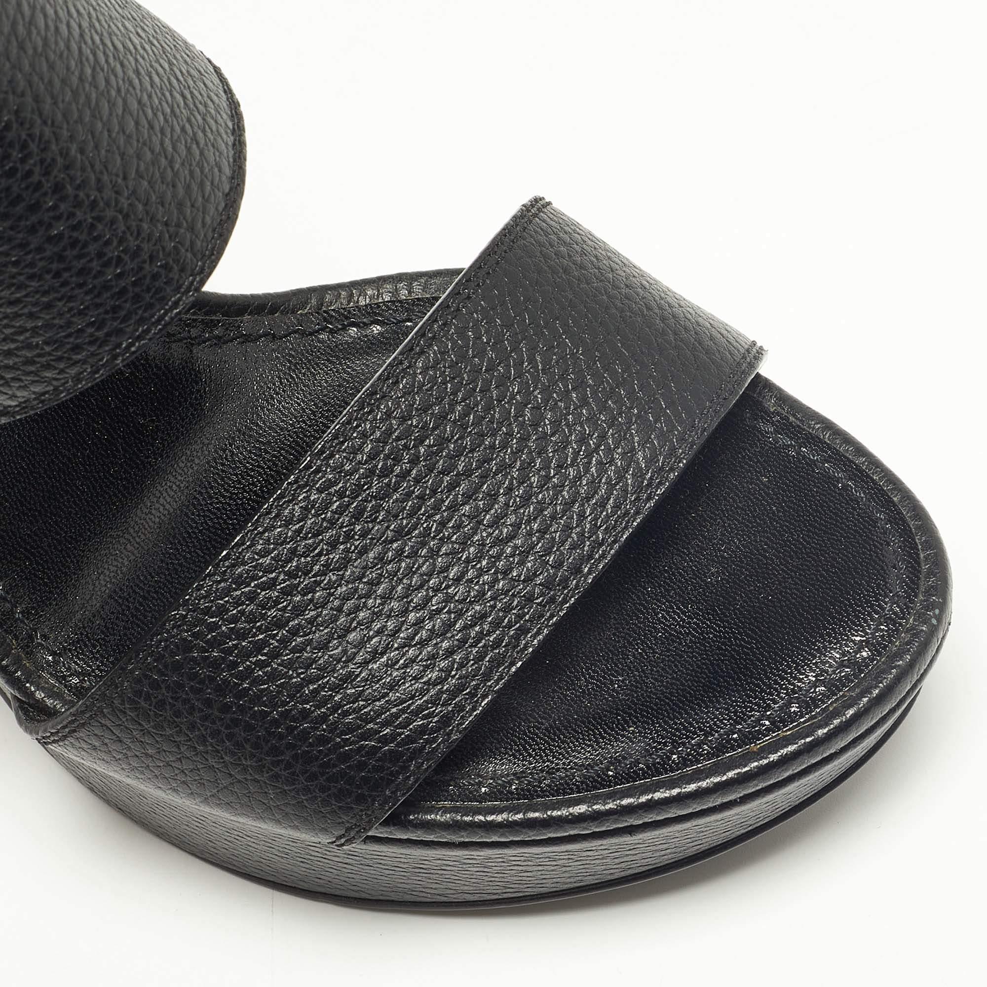 Louis Vuitton Black Leather Horizon Platform Sandals Size 37 3
