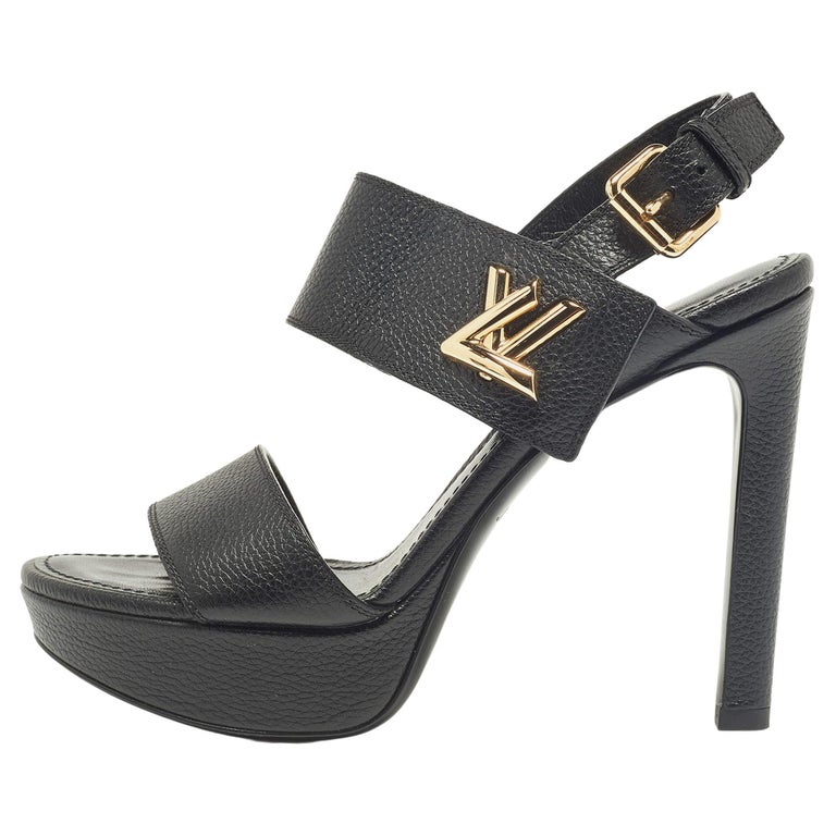 Louis Vuitton Black Canvas Logo named Print Slide Sandals Size 11,45