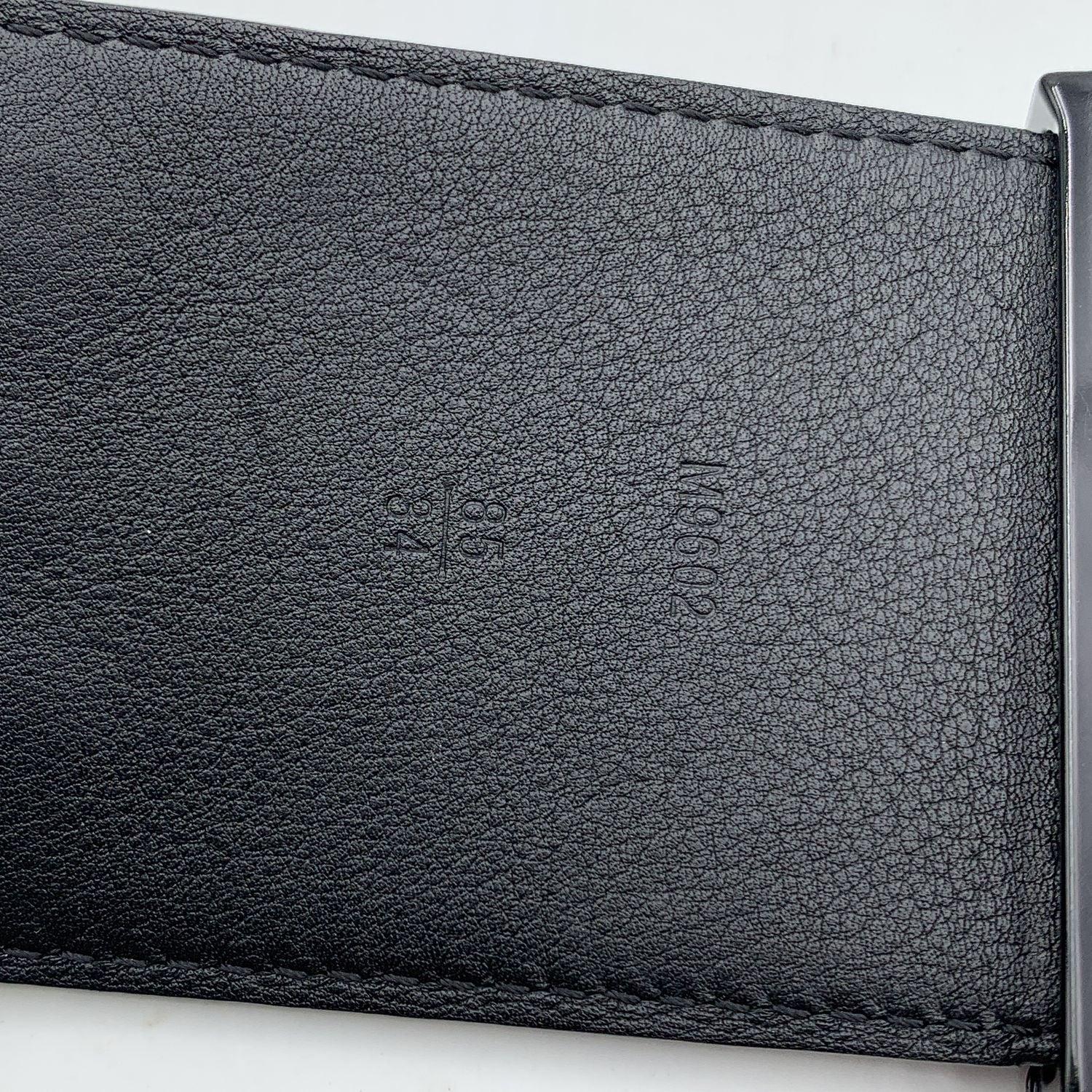 Women's Louis Vuitton Black Leather Initiales Clous Wide Belt Size 85/34 M9602 For Sale