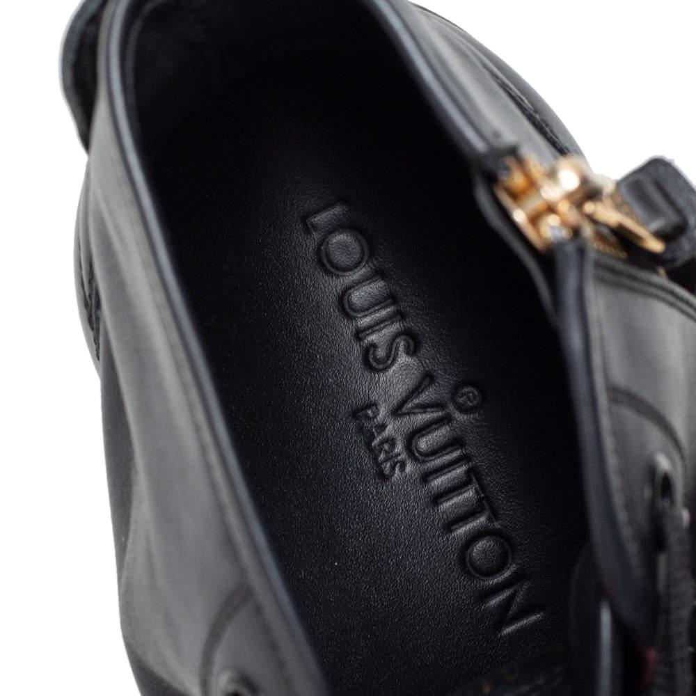 Louis Vuitton Black Leather Karakoram Pattern Punchy Sneaker Boots Size 36 For Sale 2