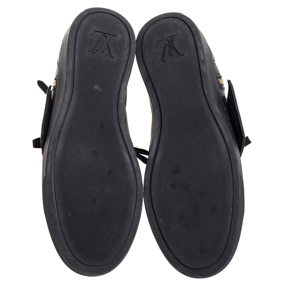Louis Vuitton Black Leather Karakoram Pattern Punchy Sneaker Boots Size 36 For Sale 3