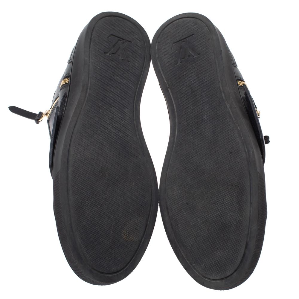Louis Vuitton Black Leather Karakoram Pattern Punchy Sneaker Boots Size 40 2