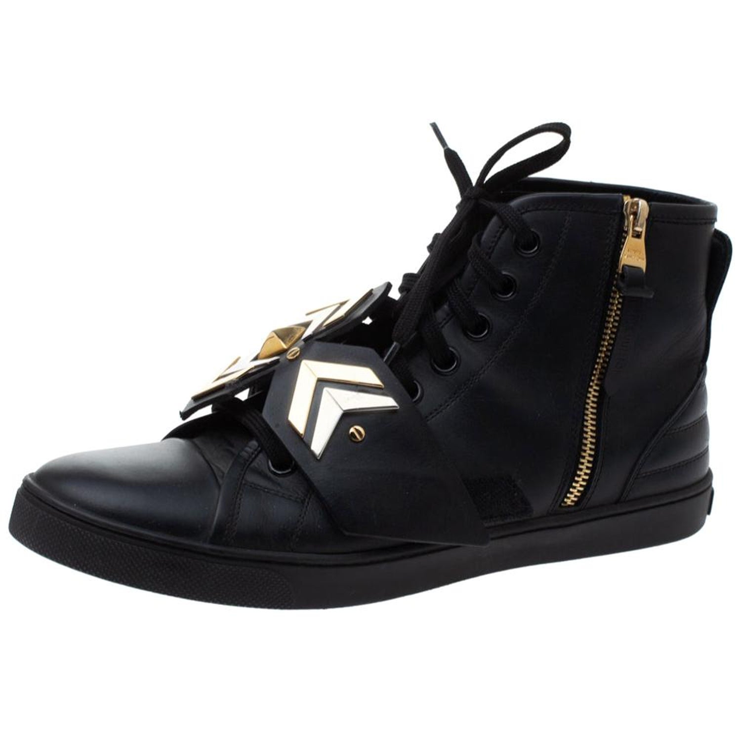 Louis Vuitton Black Leather Karakoram Pattern Punchy Sneaker Boots Size 36 Louis  Vuitton