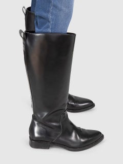 Louis Vuitton Black Leather Knee High Pointed Boots Size IT 37