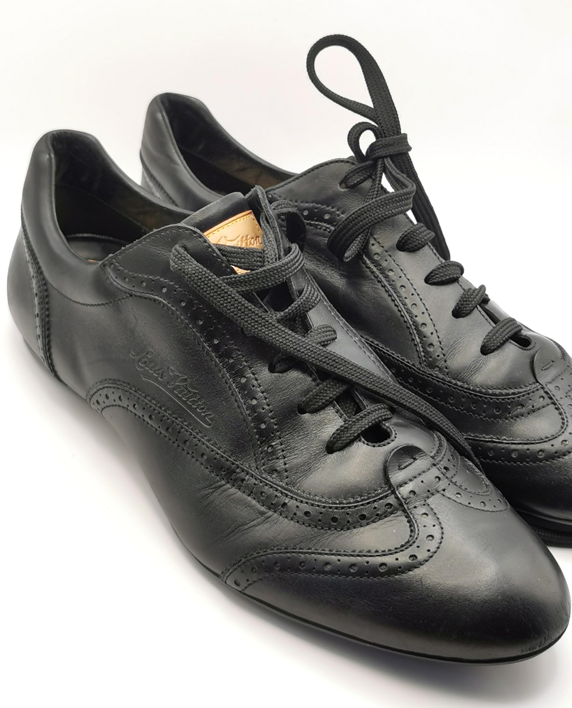 Louis Vuitton black leather lace up brogue style sneakers  For Sale 11