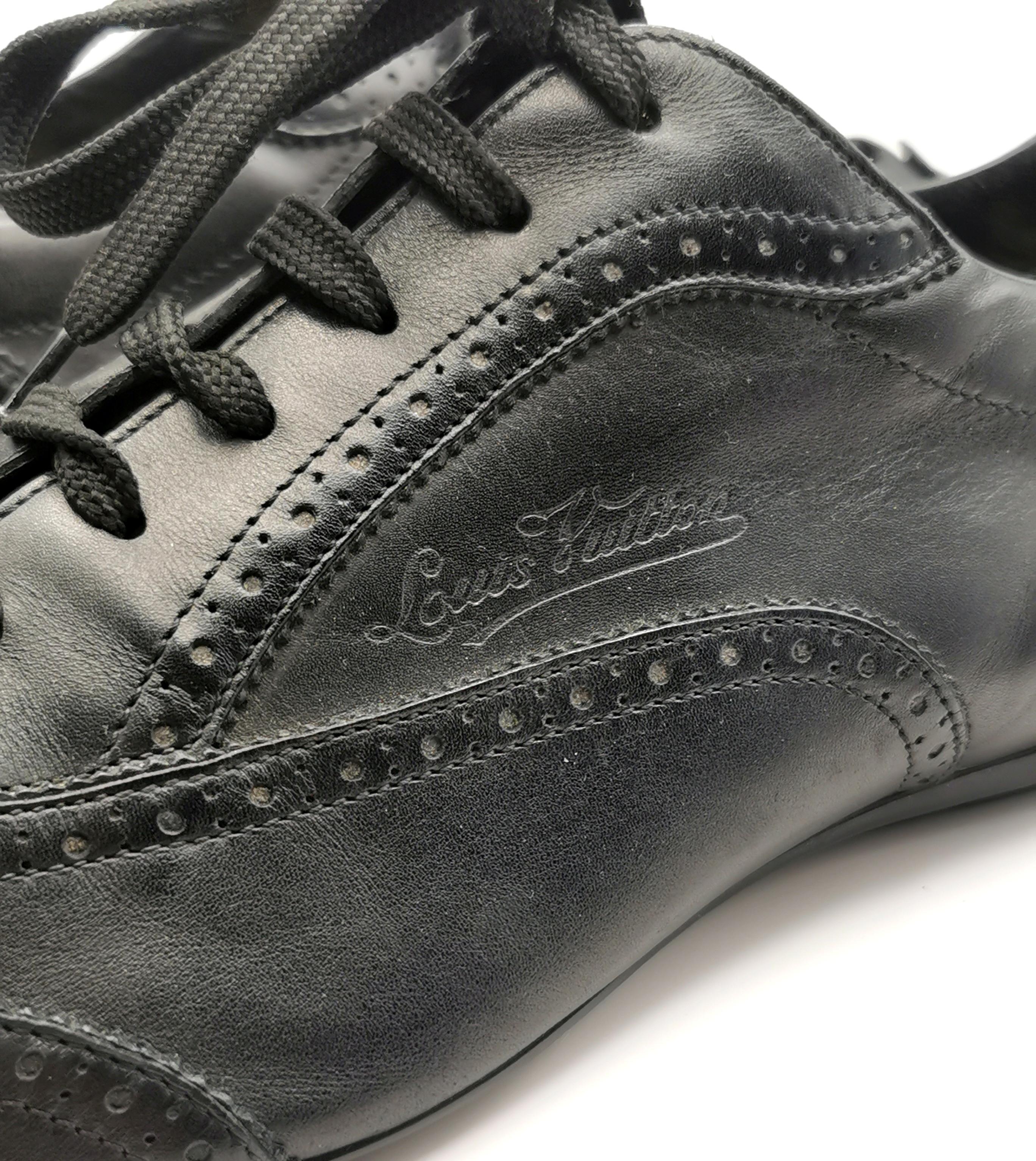 Louis Vuitton black leather lace up brogue style sneakers  For Sale 1