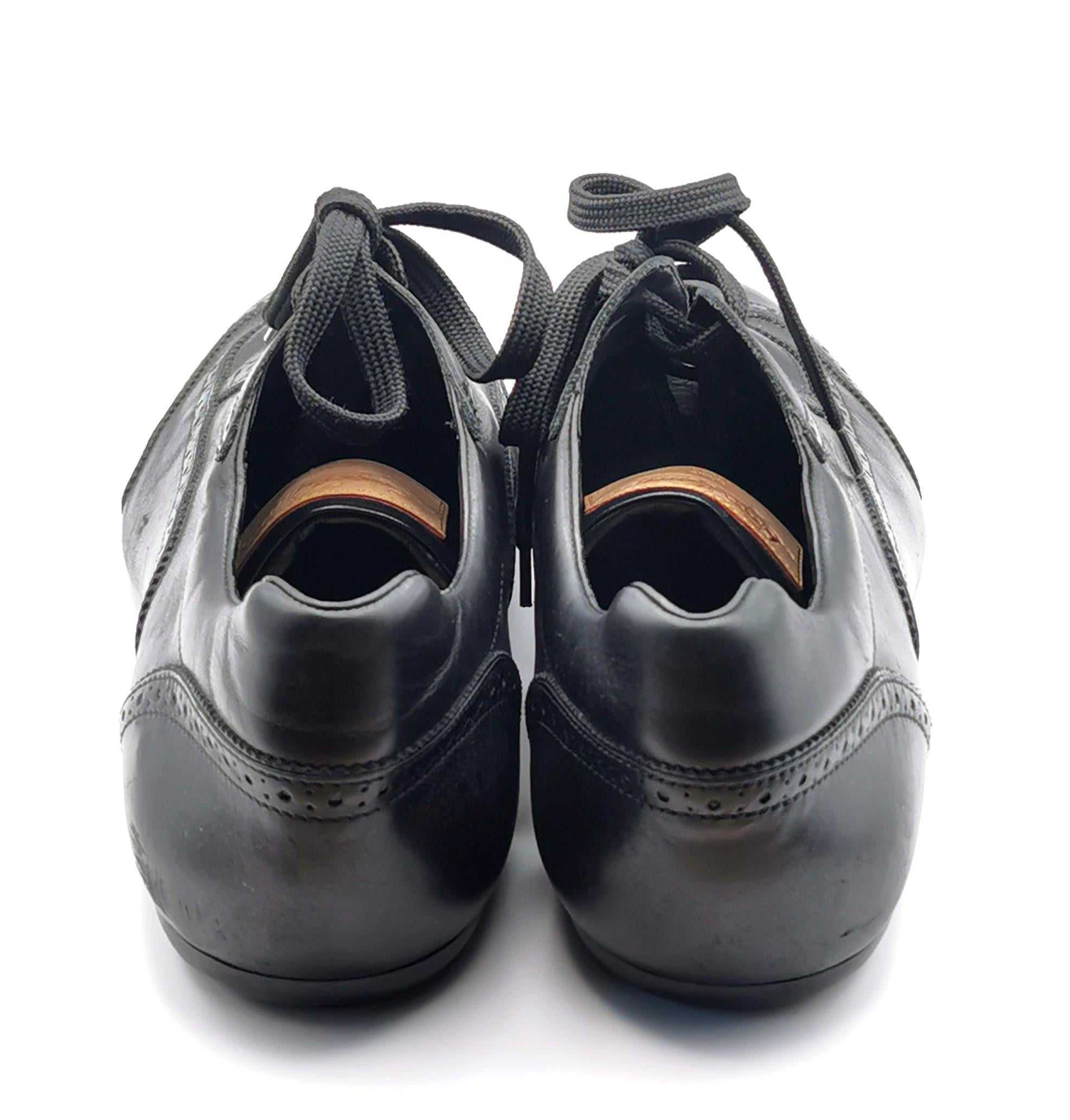 Louis Vuitton black leather lace up brogue style sneakers  For Sale 4