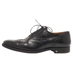 Used Louis Vuitton Black Leather Lace Up Oxfords 