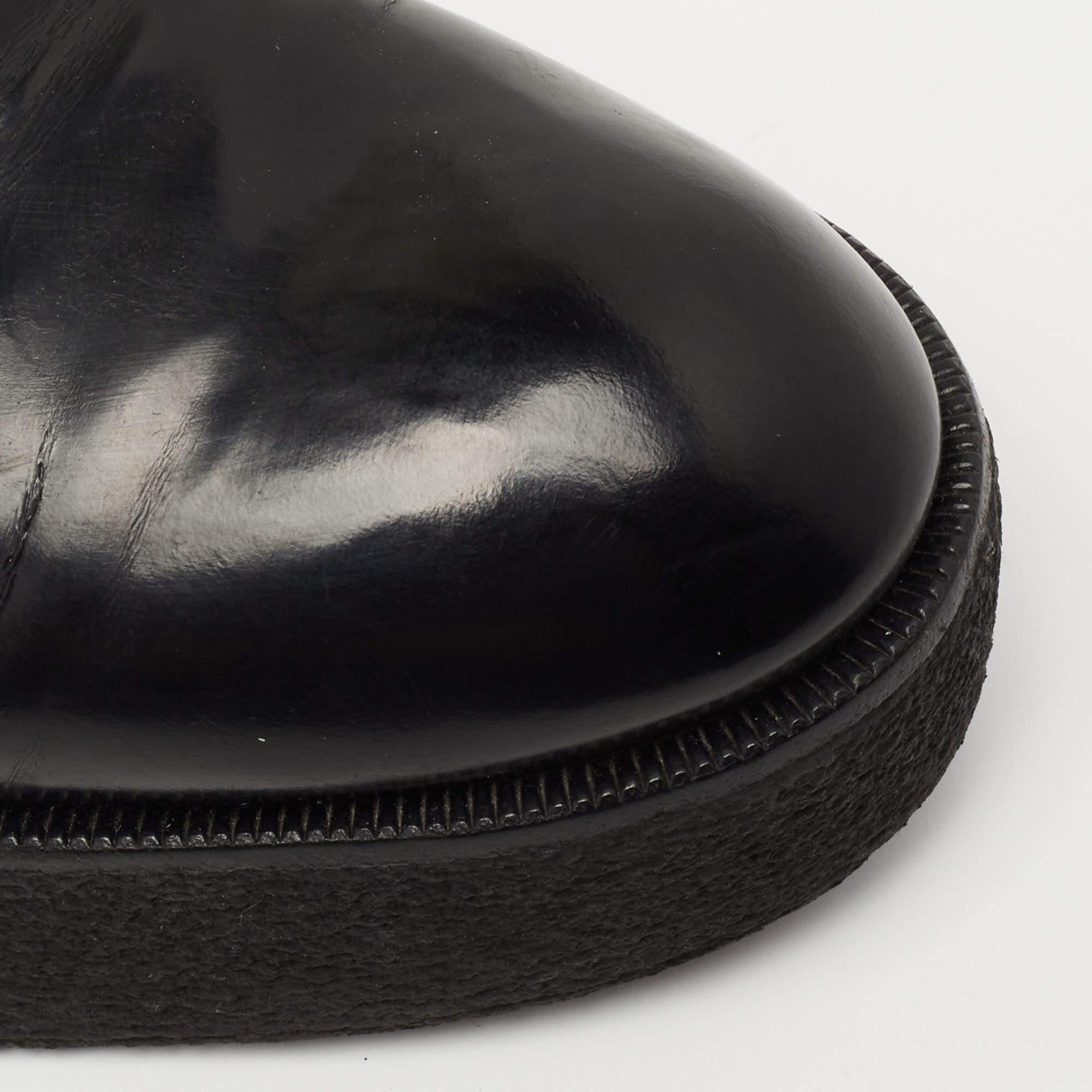Louis Vuitton Black Leather Lace Up Platform Oxfords Size 37.5 3