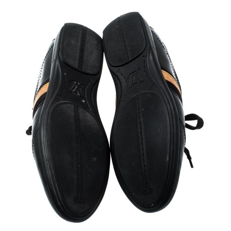 Louis Vuitton Black Leather Lace Up Sneakers Size 38 For Sale at 1stdibs