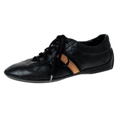 Louis Vuitton Black Leather Lace Up Sneakers Size 42