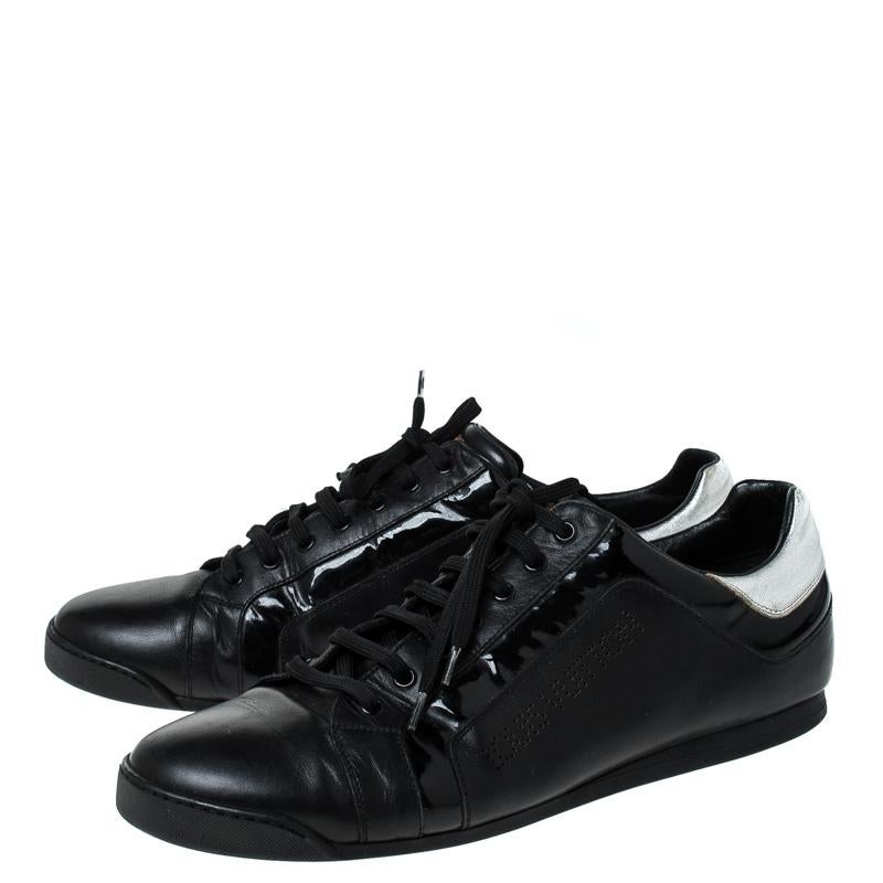 Men's Louis Vuitton Black Leather Lace Up Sneakers Size 44