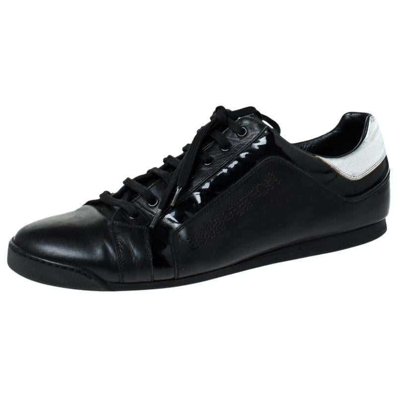 Louis Vuitton Black Leather Lace Up Sneakers Size 44