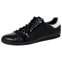 Louis Vuitton Black Leather Lace Up Sneakers Size 44