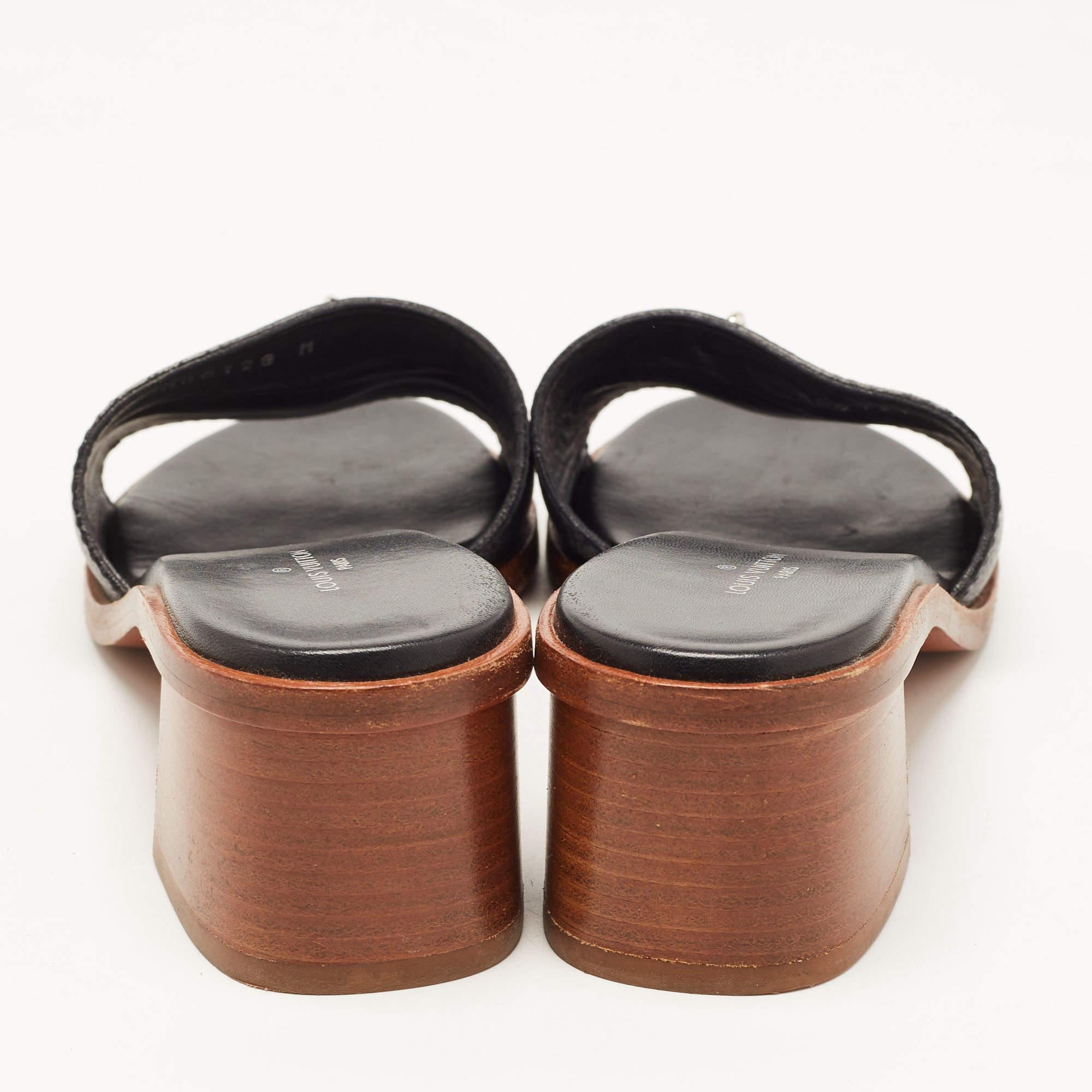 Louis Vuitton Black Leather Lock It Sandals Size 37 1