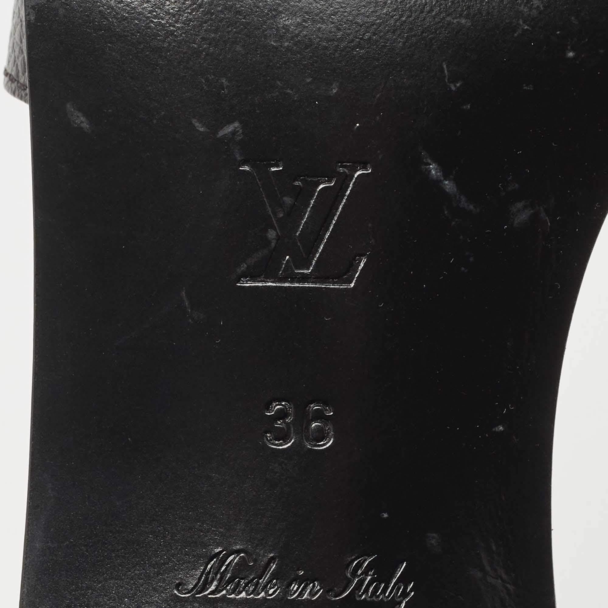 Louis Vuitton Black Leather Lock It Slide Sandals Size 36 3