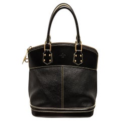 Louis Vuitton Black Leather Lockit PM Tote Bag