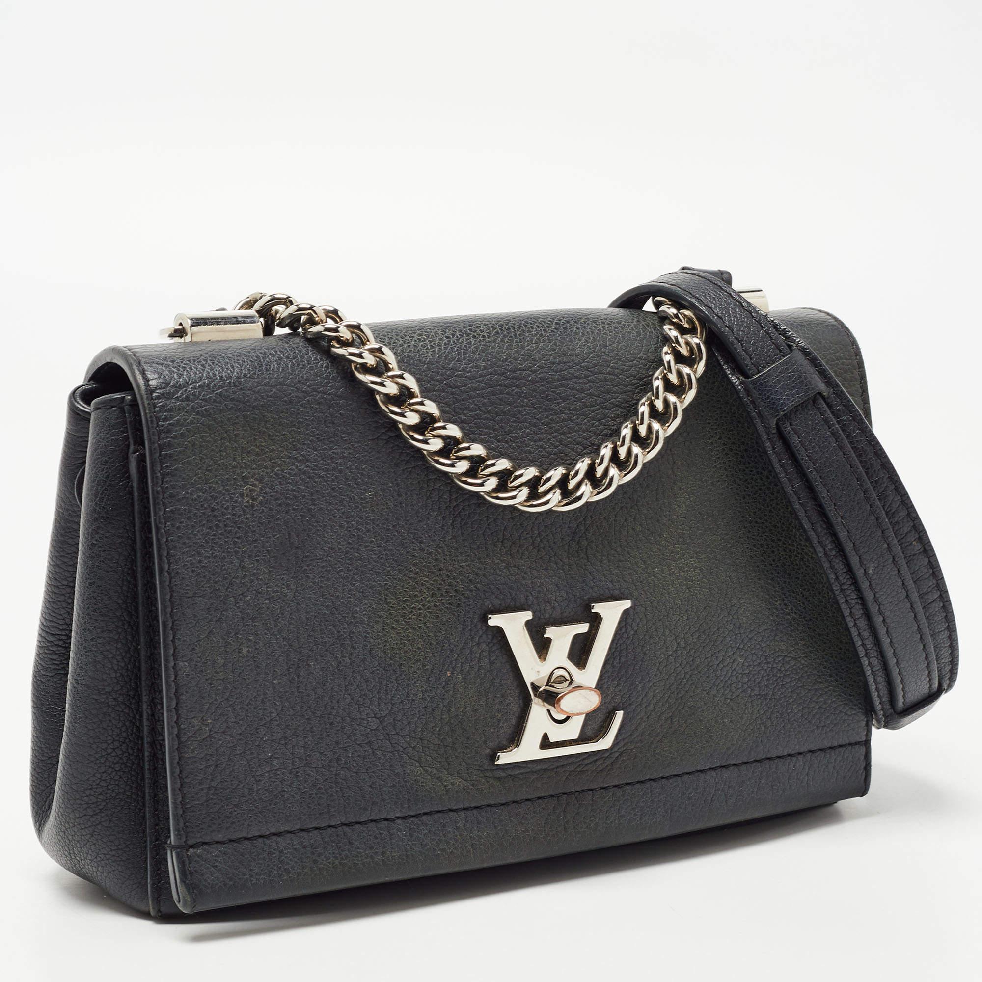 Women's Louis Vuitton Black Leather Lockme II Bag