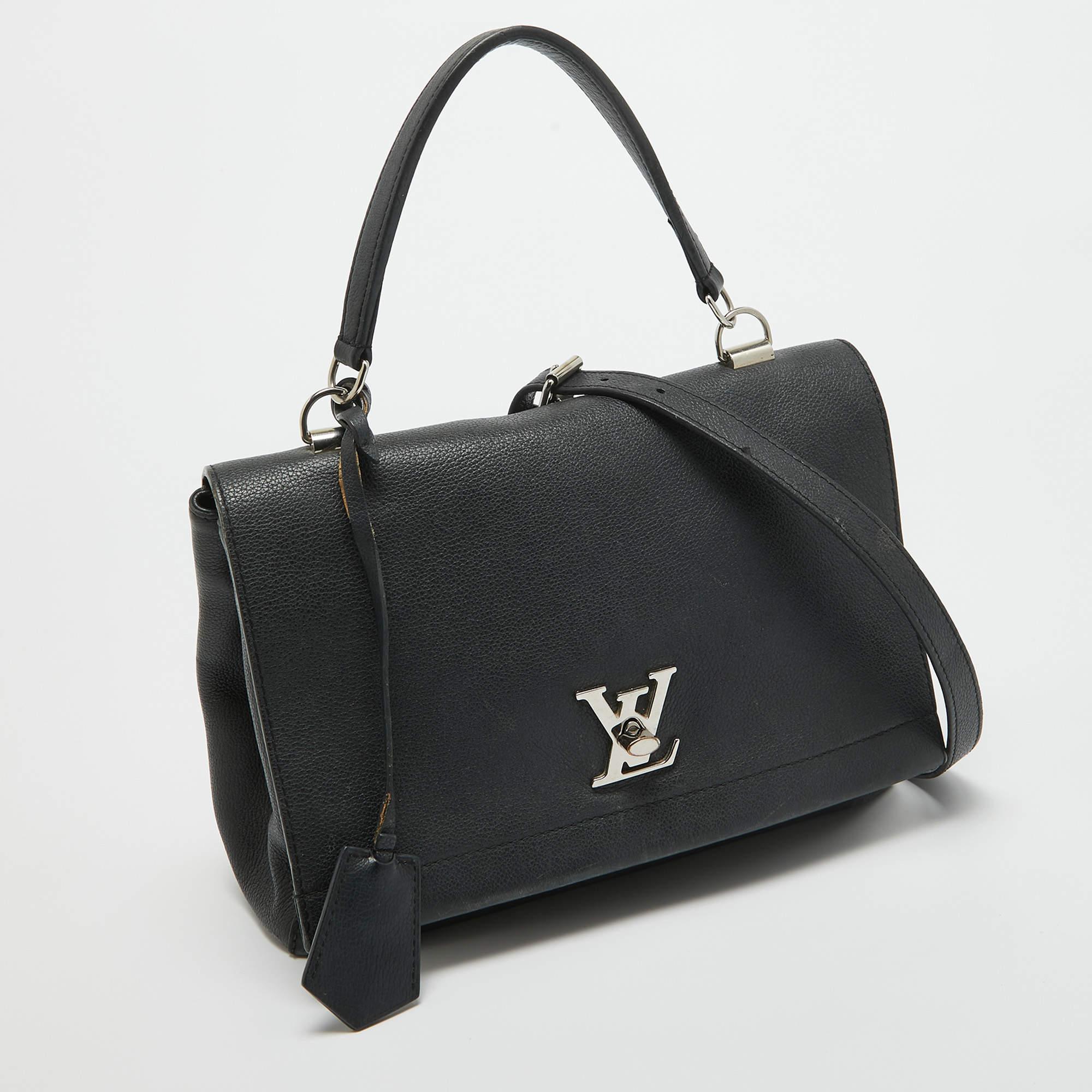 Women's Louis Vuitton Black Leather Lockme II Bag