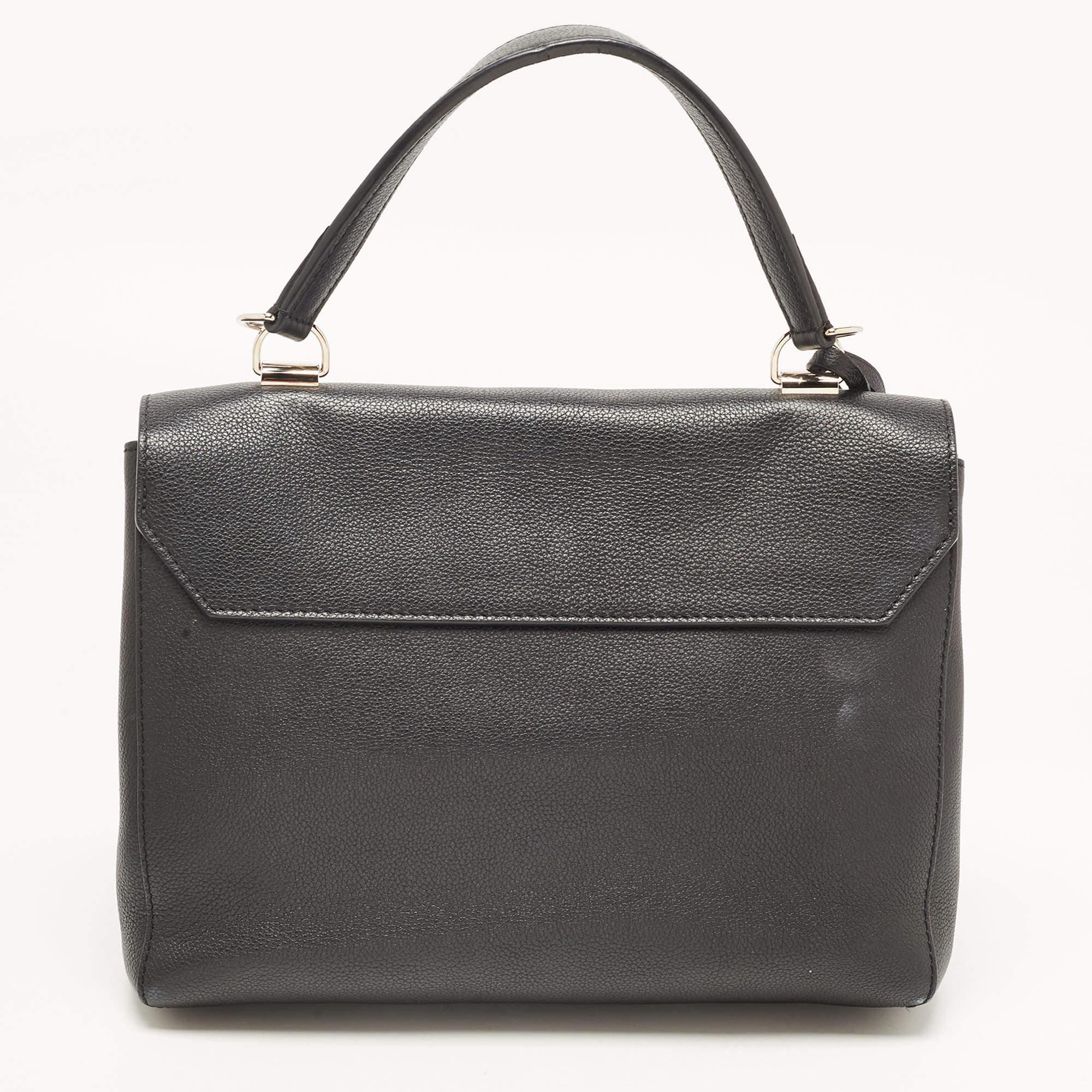 Louis Vuitton Black Leather Lockme II Top Handle Bag For Sale 8