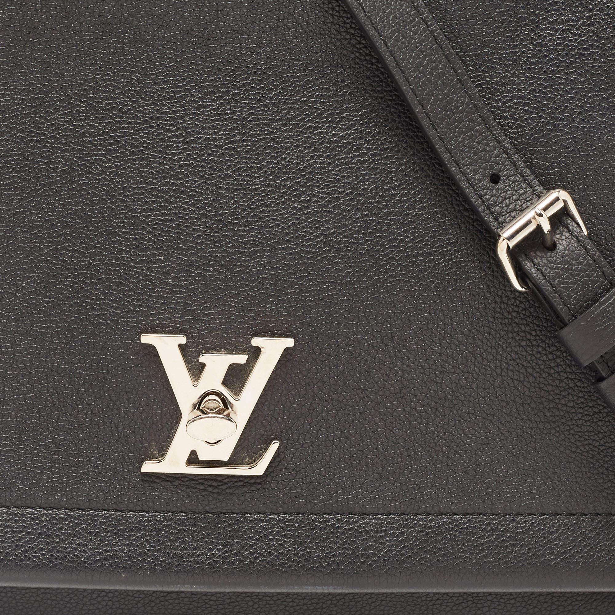 Louis Vuitton Black Leather Lockme II Top Handle Bag For Sale 9