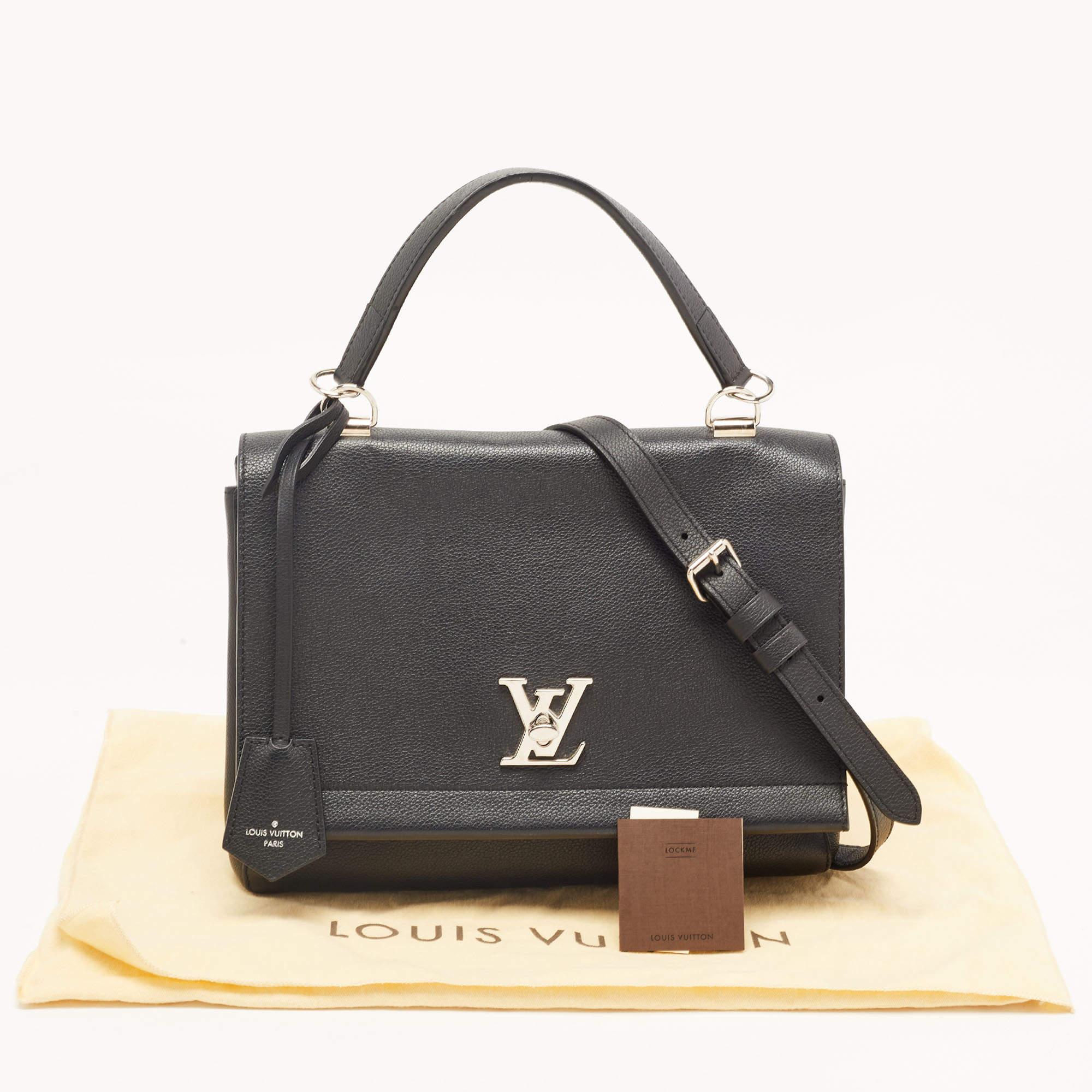 Louis Vuitton Black Leather Lockme II Top Handle Bag For Sale 10
