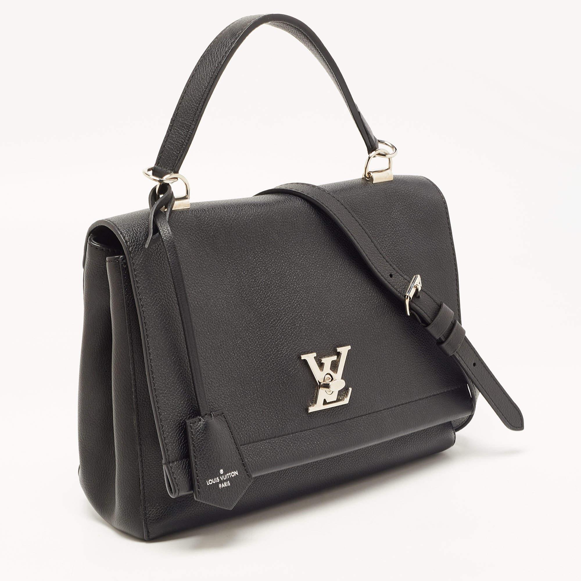 Louis Vuitton Black Leather Lockme II Top Handle Bag In Good Condition For Sale In Dubai, Al Qouz 2