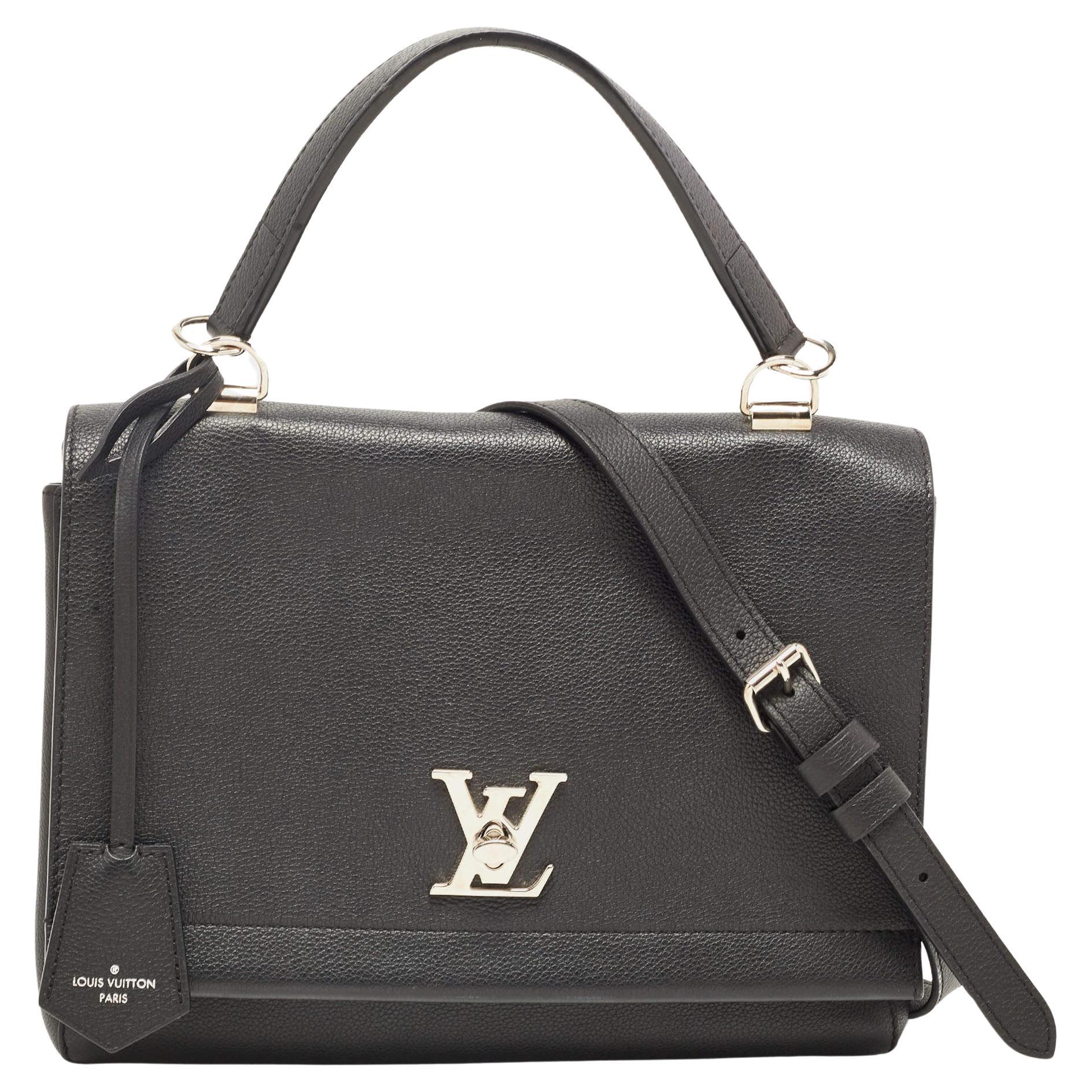 Louis Vuitton Black Leather Lockme II Top Handle Bag For Sale