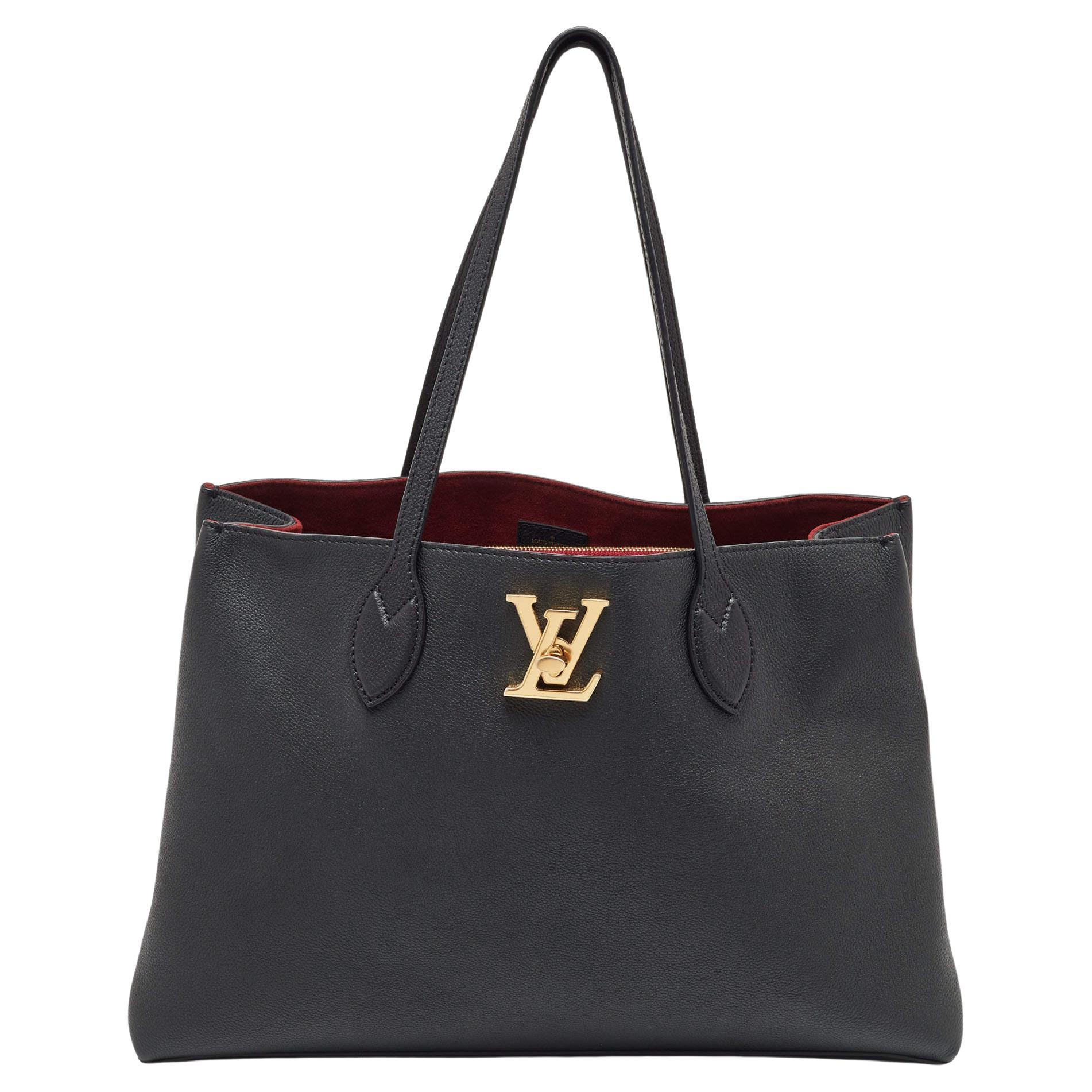 Louis Vuitton Black Leather Lockme Shopper Bag For Sale