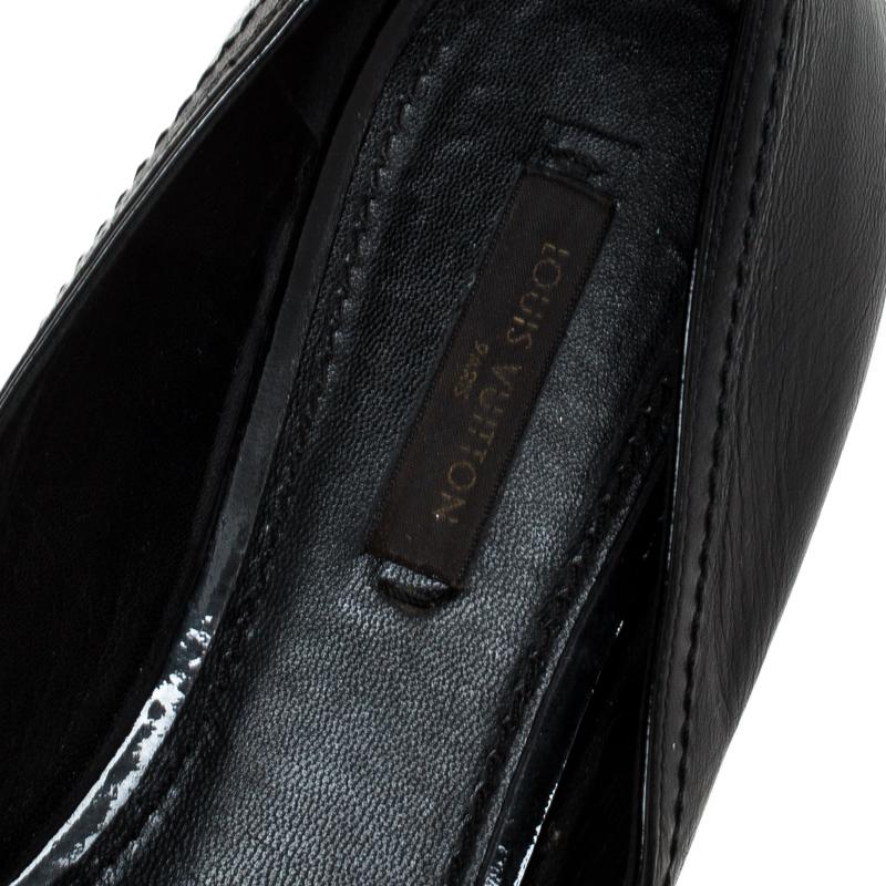Louis Vuitton Black Leather Logo Detail Ballet Flats Size 37.5 1
